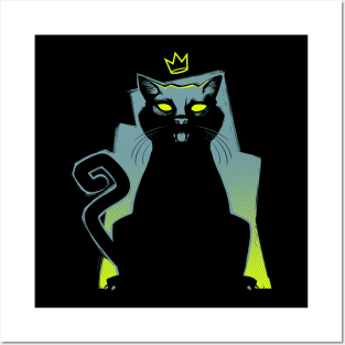 Queen of Cats - Dark Mysterious Kitten King of the Night Posters and Art